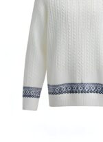 Cable Knit Fair Isle Hem Sweater - Image 3