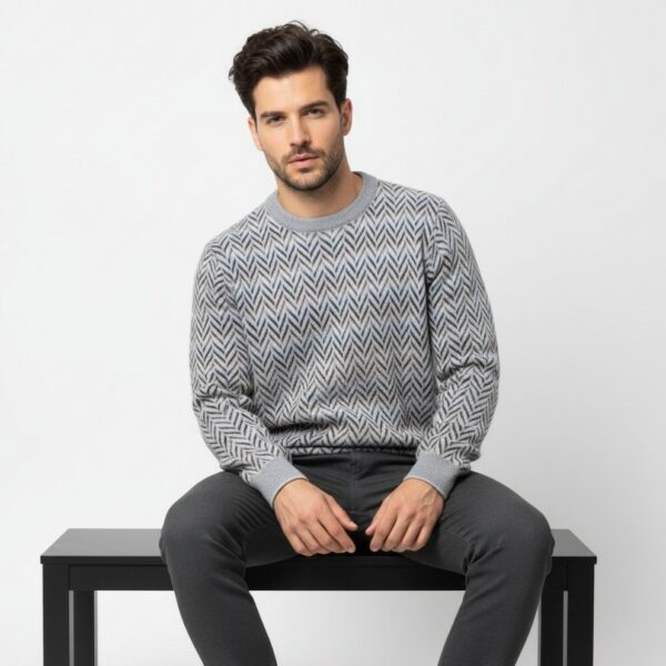Intricate Herringbone Patterned Sweater