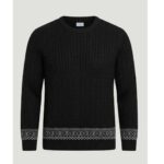 Black Crewneck Sweater with Fair Isle Accent - Image 3