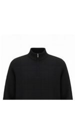 Elevated Black Knit Quarter-Zip Jumper - Image 3