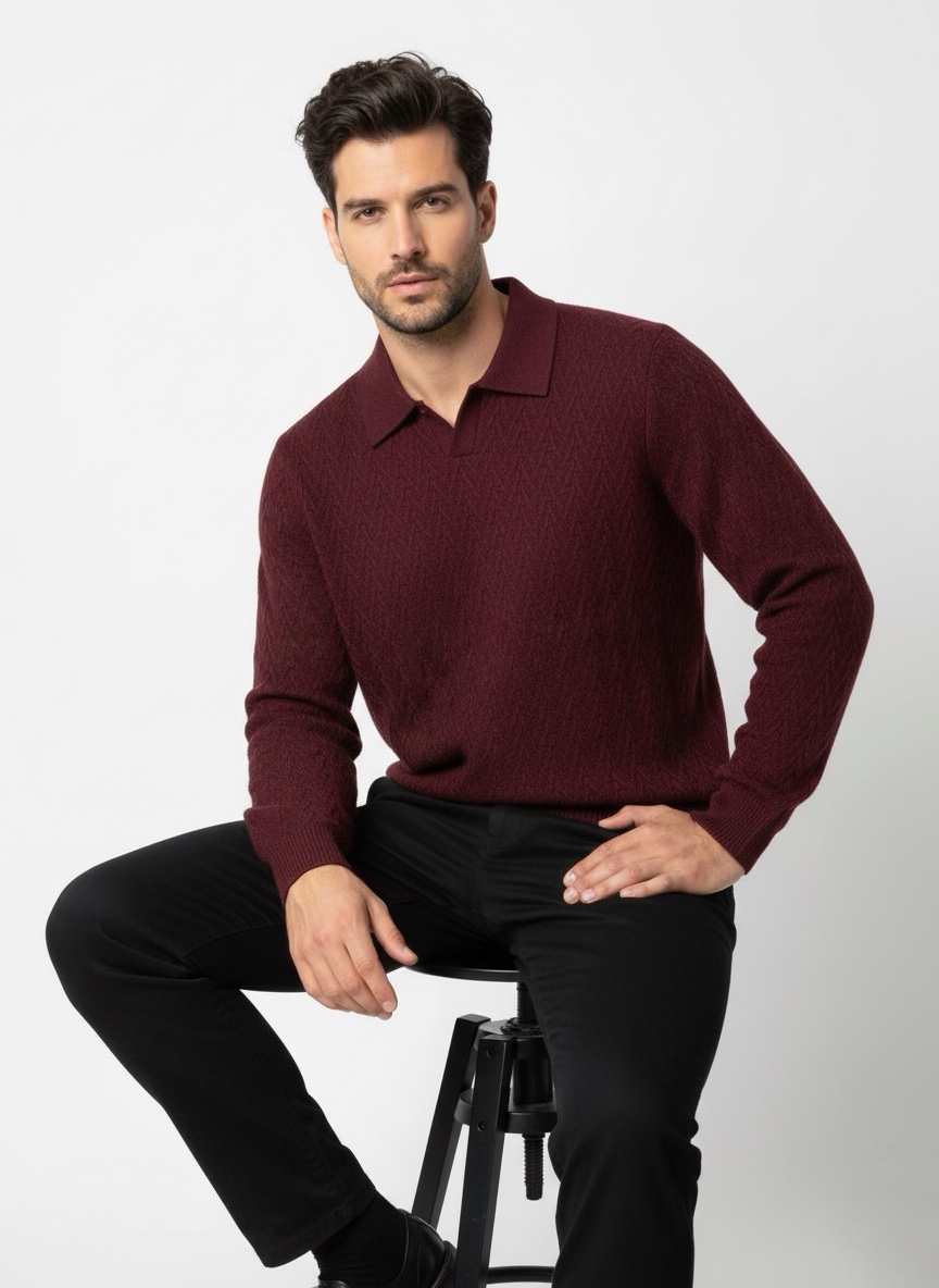 img_6829 Cable-Knit Polo Sweater - Image 1
