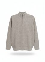 Taupe Waffle Knit Mock Neck Sweater - Image 3