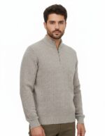 Taupe Waffle Knit Mock Neck Sweater