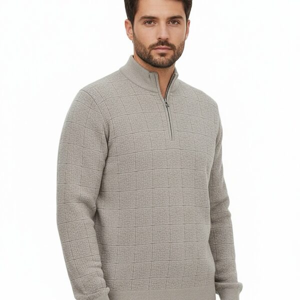 Taupe Waffle Knit Mock Neck Sweater