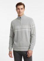 Heather Grey Mock Neck Sweater with Contrast Band
