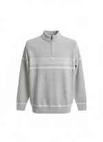 Heather Grey Mock Neck Sweater with Contrast Band - Image 3