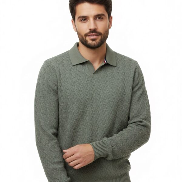 Cable-Knit Polo Sweater