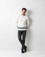 Cable Knit Fair Isle Hem Sweater