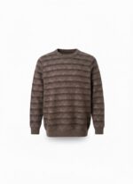 Warm Brown Knit Jumper with Patterned Stripes - Image 3