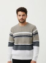 Distinctive Warmth: Striped Textured Sweater