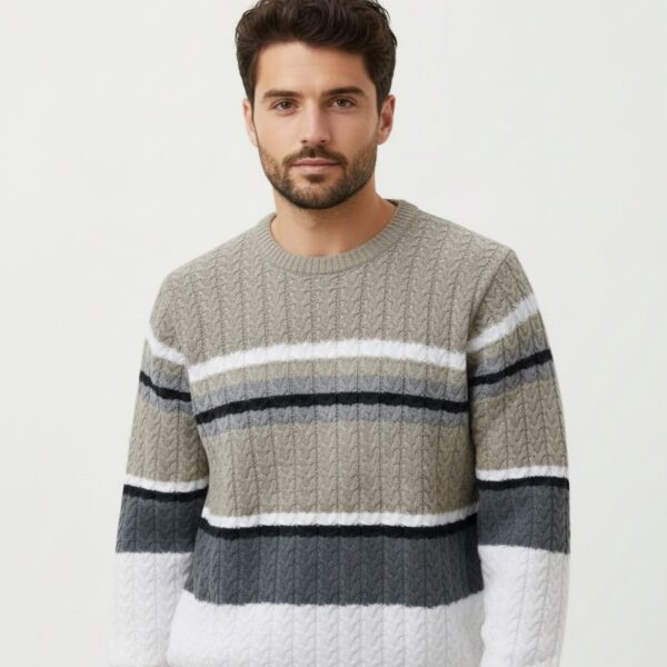 Distinctive Warmth: Striped Textured Sweater