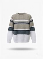 Distinctive Warmth: Striped Textured Sweater - Image 3