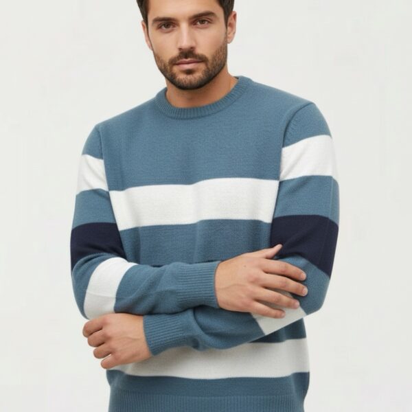 Premium Blue Stripe Crewneck