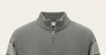 Textured Grey Quarter-Zip Pullover with Striped Accent - Image 2