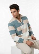 Color Block Mock Neck Sweater