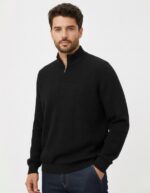 Elevated Black Knit Quarter-Zip Jumper