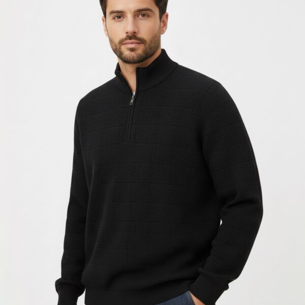 Elevated Black Knit Quarter-Zip Jumper