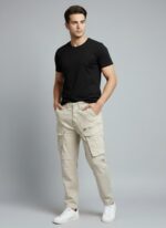 Ecru Tapered Cargo Pants - Image 2