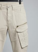 Ecru Tapered Cargo Pants - Image 3