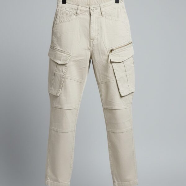 Ecru Tapered Cargo Pants