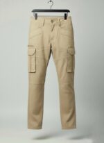 Khaki Straight -Fit Cargo Trousers with Webbing Detail