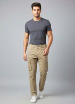 Khaki Straight -Fit Cargo Trousers with Webbing Detail - Image 2