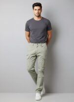 Modern Tailored Cargo Pants in Sage Green - Image 2