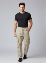 Cream Drawstring Utility Cargo Pants - Image 2