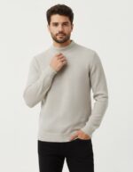 Refined Oatmeal Ribbed Turtleneck Knit